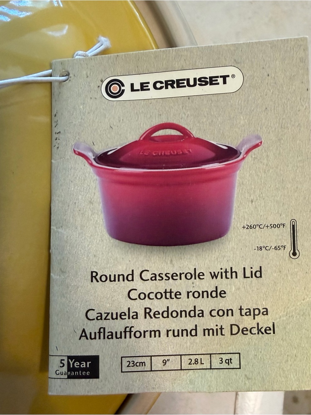 Le Creuset RARE 3 Quart round Casserole QUINCE (Yellow) NWT - Picture 4 of 8